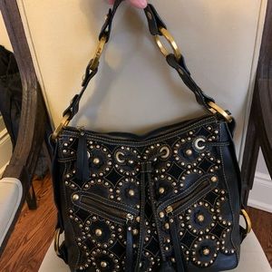 Studded soft leather shoulder bag vintage